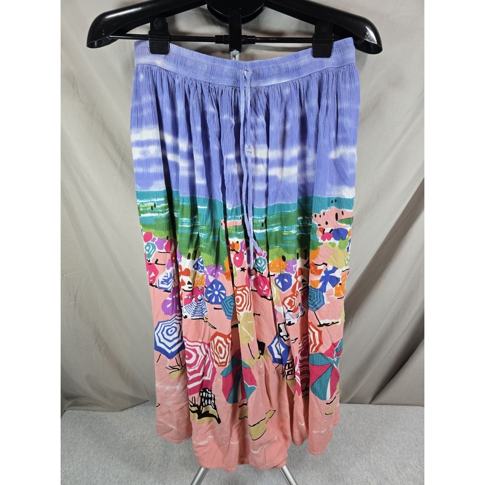 Gypsie Blue Printed Beach Theme Rayon And Poly Knit Skirt For Women Large L